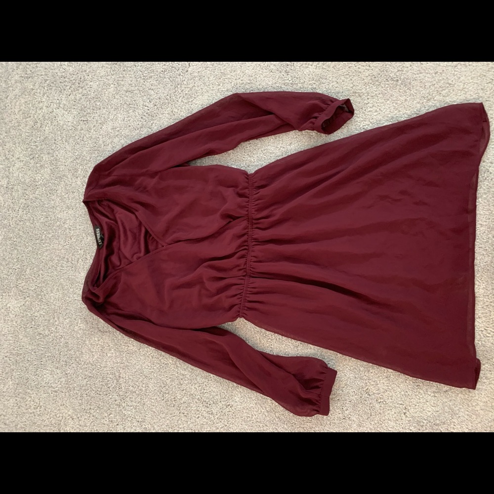 Long sleeve burgundy dress